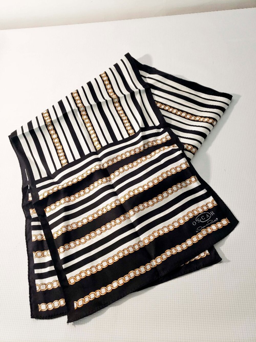 Oscar de la Renta Silk Scarf Gold Chains